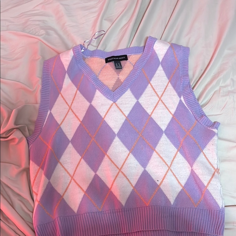 Forever 21 Purple Argyle Sweater Vest